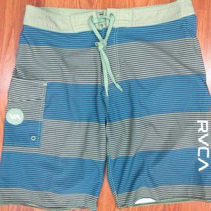RVCA Mens UNLINED SWIM SHORTS POLY/SPANDEX GREEN, BLUE & NAVY Sz 32